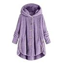 the comfy Womens Fuzzy Fleece Sherpa Hoodies Oversized Teddy Bear Coat Button Down Sweatshirt with Pockets Soft Faux Fur Jacket black of friday early deals deals of the day lightning deals today prime
