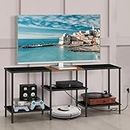 TV Stands for Living Room 50 inch TV Stand with Power Outlet Entertainment Center with Storage 3 Tier TV Console Table for 50 43 40 32 inch TV, Black