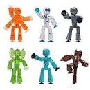 Zing Stikbot Monster Werewolf & Cyborg Pack, set di 6 personaggi da collezione Stikbot, mostri da collezione, animazione Stop Motion, ideale per bambini dai 4 anni in su