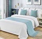 Tophacker Hotel Bed Runners Scarf Bedspread Slipcover Modern Solid Color Home Bedding Scarf Protection Bed Spread Bed Decor Scarf for Queen King Size (Color : Blue 1, Size : Queen)