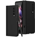 Case Cover Compatible with Samsung Galaxy Z Fold 3 Case with Built-in Screen Protector & S Pen Slot,HMNXG Full Protective Cover with Front Screen Protector Case for Samsung Z Fold 3 Phone Case (Black)