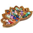 Curawood Lotus Crystal Tray for Stones - Display Your Crystals & Healing Stones - Crystal Holder for Stones Display - Crystal Shelf Display for Stones - Crystal Organiser Bowl for Crystals Stones