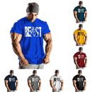 Men Gym Beast Bodybuilding Fitness Sport Workout Casual Cotton T-shirt Tee Vest