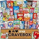 CRAVEBOX Snack Box (50 Count) Spring Finals Gift Variety Pack Care Package Basket Adult Kid Guy Girl Women Men Birthday College Student Office School