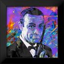 Red Barrel Studio® Sean Connery as James Bond Pop Art-Giclee on Paper w/ Black Frame Square Paper in Blue/Indigo | 26 H x 26 W x 2 D in | Wayfair