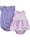Simple Joys by Carter's Baby Girls' Sleeveless Rompers, Pack of 2, Purple Berries/Violet, 18 Months