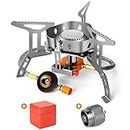Odoland 3500W Windrpoof Camp Stove Camping Gas Stove with Fuel Canister Adapter, Piezo Ignition, Carry Case, Portable Collapsible Stove Burner for Outdoor Backpacking Hiking and Picnic