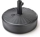 BACKYARD EXPRESSIONS PATIO · HOME · GARDEN 913590 17L Round Rattan 18" Water/Sand Fillable Patio Outdoor Umbrella Base Stand w/Handle Carrier-Backyard Expressions, Black