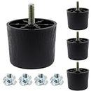 Litoexpe Plastic Furniture Leg, 2 Inch Round Sofa Leg, Set of 4 Furniture Feet for Dresser Cabinet Chair Bed Coffee Table, with M8 T-nut