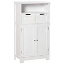 kleankin Bathroom Cabinet, Free Standing Bathroom Storage Cabinet with 2 Drawers and Adjustable Shelf, Small Bathroom Storage Unit, White