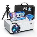 4K Projector with 5G WiFi and Bluetooth, Acrojoy 450 ANSI Native 1080P Mini Projector Support 400" Display, 75% Zoom, Portable Outdoor Movie Projector W/Tripod and Bag, Compatible W/TV Stick/USB/PS5