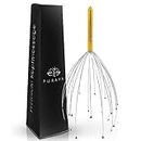 PURAVA (Original) Head Massager with Improved Design - Head Scratcher with 20 Fingers for Relaxation and Scalp Stimulation - Manual Scalp Massager Perfect as a Gift - Gold Colored Handle - Pack of 1