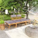 Latitude Run® Patio Bench Outdoor Garden Bench w/ Cushions 2-in-1 Acacia Wood/Natural Hardwoods in Brown/White | Wayfair