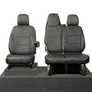 UK Custom Covers SC638B Tailored Block Leatherette Front Seat Covers (WITH Folding Middle Seat) Black - To Fit Renault Trafic Sport Business+ 2014 Onwards
