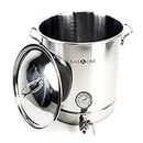 GasOne BS-40 Stainless Steel Kettle Pot Pre Drilled 4 PC Set Quart Tri Ply Bottom for Beer Includes Lid, Thermometer, Ball Valve Spigot-Home Brewing Supplies, 40 QT/10 GALLON