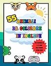 55 Animali Da Colorare In Inglese: Per Bambini da 2-6 anni! Solo fronte con Retro nero!!! Ottima idea regalo per bambini che amano gli animali e colorare!
