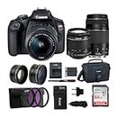 Canon EOS Rebel T7 DSLR Camera EF-S 18-55mm and EF 75-300mm Double Zoom Lens Kit Bundle with Lens Set, Battery and Charger, Filter Kit, and 64GB Memory Card (4 Items)