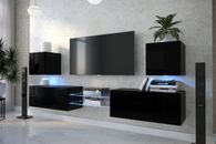 Living Room Furniture Set Modern Tv unit Black White High gloss Entertainment