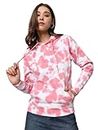 THE DRY STATE Womens Basic fit tie & dye Pink Color Sweatshirt with Hoodie & Kangaroo Pockets at Front