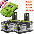 2x Battery 18V 9AH For Ryobi One+Plus P108 Lithium RB18L50 RB18L40 P104/Charger
