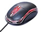 BKN® USB 2.0 Wired Optical Mouse 2000 DPI for Laptop,Computer,PC etc.- (Black with Red Light)