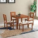 Ramdoot Furniture Solid Sheesham Wood Dining Table 4 Seater | Four Seater Dinning Table with 3 Chairs & Bench for Home | Chairs with Cushion | Dining Room Sets for Kitchen & Restaurants | Teak Finish