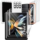 Milomdoi [9-in-1] for Samsung Galaxy Z Fold 4 5G Screen Protector [3 Pack Inside and 3 Pack Front] With 3 Pack Tempered Glass Camera Lens Protector with Mounting Positioner Accessories No bubbles