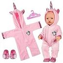 Aolso Baby Doll Clothes for 14-18 Inch Doll 35-45 cm Baby Doll, New Doll Clothes Outfits, Sweet Outfits Hooded Jumpsuit with 1 Coat hanger, New Born Baby Dolls Girls Birthday (Unicorn)