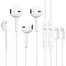 Apple Earbuds 2 Pack [Apple MFi Certified] Wired Earphones (Built-in Microphone & Volume Control) Noise Canceling Isolating Lightning Headphones Compatible with iPhone 14/13/12/11/SE/X/XR/XS/8/7