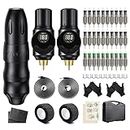 Biomaser Rotary Tattoo Machine Pen Kit with 2Pcs Wireless Power Supply 30 Piece Cartridges Needles For Beginner and Artist