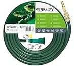 EPISKEY Heavy Duty Expandable Garden Hose Flexible Water Pipe with Double Latex Core Brass Nozzle Water Spray Gun Braided Outer Layer Small No Kink Hose (Multicoloured) (10 Meter)