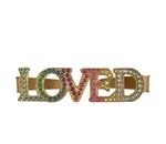 New Gucci Gold "LOVED" Palm Cuff with Rainbow Crystals 469606 8523
