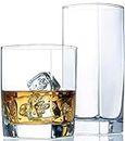 Collins Everyday Drinking Glasses Set of 16 Drinkware Kitchen Glasses for Cocktail, Iced Coffee, Beer, Ice Tea, Wine, Whiskey, Water, 8 Tall Highball Glass Cups & 8 Short Old Fashioned Drinking Glass