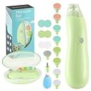 Zooawa Baby Nail Clipper 20 in 1, Electric Baby Nail Trimmer,Baby Nail File Kit with Extra 12 Replacement Pads,Trim Polish Grooming Kit for Infant Toddler or Adults Toes Fingernails Care,Avocado Green