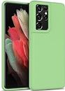 MOBILOVE Pure Liquid Soft Matte Silicone Case with Camera and Screen Protection for | Samsung Galaxy S21 Ultra (Mint Green)