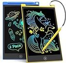 TECJOE 2 Pack LCD Writing Tablet, 10 Inch Colorful Doodle Board for Kids, Electronic Drawing Tablet Drawing Pads,Kids Travel Games Activity for Learning,Gifts for 3–6-Year-Old (Dark Blue and Yellow)…
