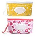 Baby Wipe Dispenser,Portable Refillable Wipe Holder Wipe Dispenser Bag Reusable Travel Wet Wipe Pouch (red yellow)