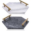 Hexagonal Marble Serving Drinks Candle Vanity Display Decorative Tray