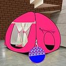Foldable Delightful Patterns Popup Kids Play Tent House for Multi Purpose (Pink)