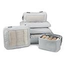 Aerotrunk Compression Packing Cubes for Suitcases - Double Zipper Compression Luggage Organizers - Washable Travel Packing Cubes (6-Pack, Grey)