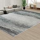 Smokey Grey Floor Area Abstract Rug Modern Large Carpet Bosco Blue (300x200cm)