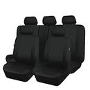 Flying Banner Car Seat Covers Front Seats Rear Bench Polyester car seat Protectors Easy installations Rear Bench Split Classic Man Lady Truck (Full Set -- Low Back, Solid Black)