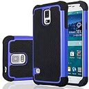 Jeylly Case for Samsung Galaxy S5, Shock-Absorbing S5 Case Cover Hard PC + Soft TPU Rubber Defender Bumper Scratch Proof Non Slip Grip Hard Phone Case for Samsung Galaxy S5 S V G900, Blue