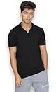 PURE KNITS Polo T-Shirt for Men, Black Solid Cotton Tees, Comfortable Half Sleeve Regular Fit Collared Neck Knitted Tshirts (Medium)