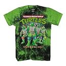 Mens Ninja Turtles Group Shirt - Straight from The Sewer - TMNT Throwback Classic Tie Dye T-Shirt, Black Green Dye, X-Large