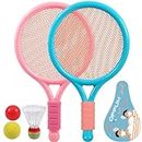 Premium Junior Tennis Racket, Toddler-Specific, The Ideal Sports Equipment for Your Little Athlete, Gift Set, Suitable for Indoor/Outdoor Sports. (16 inch-2pcs(Blue+Pink))