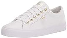 Keds Women's Jump Kick Leather Sneaker, White/Gold, 7 M US