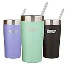 Healthy Human Stainless Steel Tumbler with Straw & Lid | Splash Proof Insulated Travel Cup | Eco-Friendly Coffee Tumblers | Water Cups with Straws Cleaner and Splash Proof Lids (20oz, Seamist)