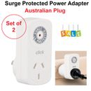 2x Power Outlet Surge Protector Plug-In Adapter Home Appliance Electrical Safety