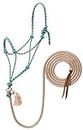 Weaver Leather Silvertip No. 95 Rope Halter with 10' Lead, Average, Teal/Tan/Silver/White